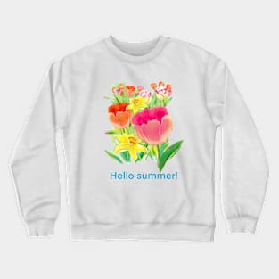 Watercolor red tulip Crewneck Sweatshirt